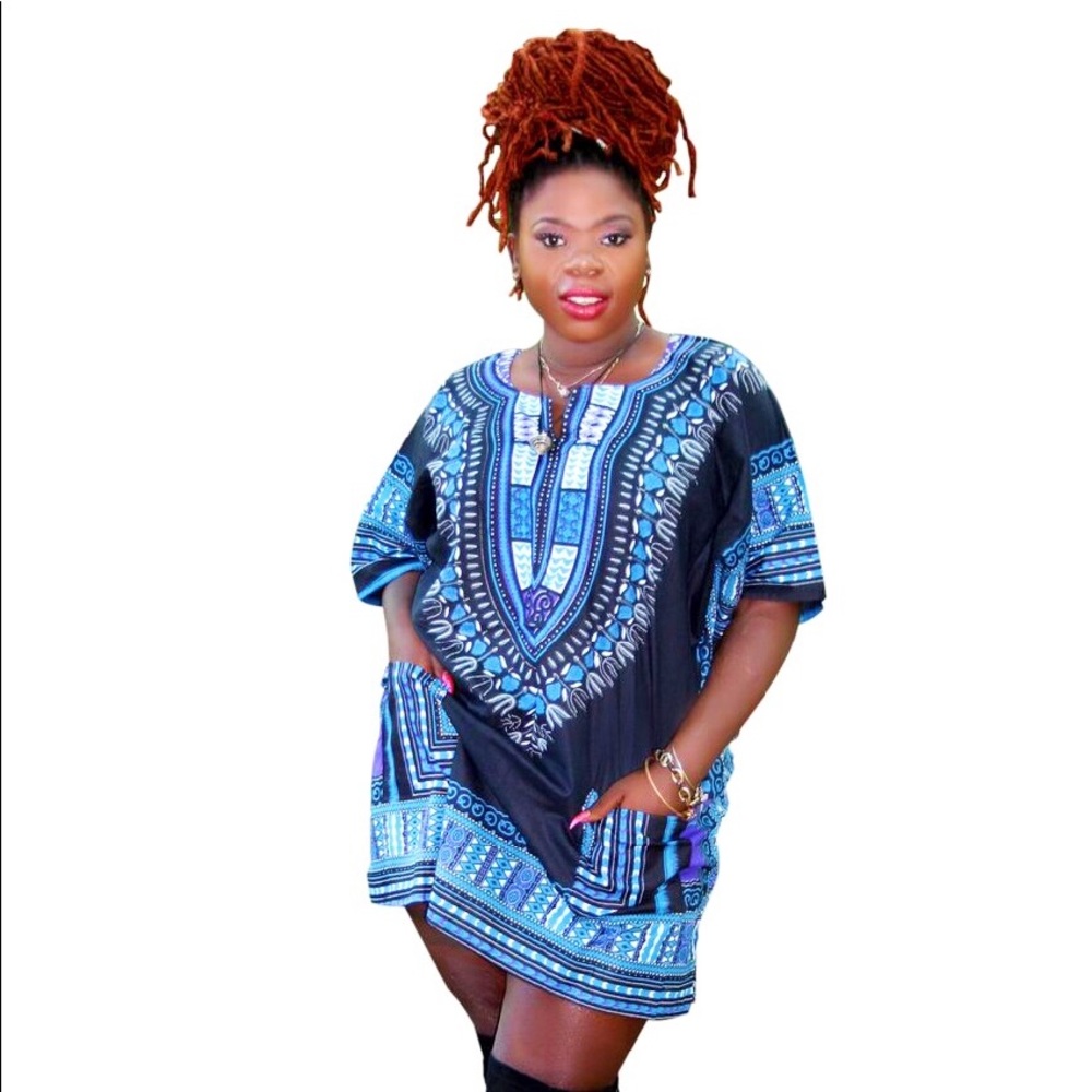 Blue & Black Dashiki Shirt